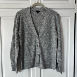 Womens Talbots Ribbed Knit Gray Cardigan Embellished Button Sweater S